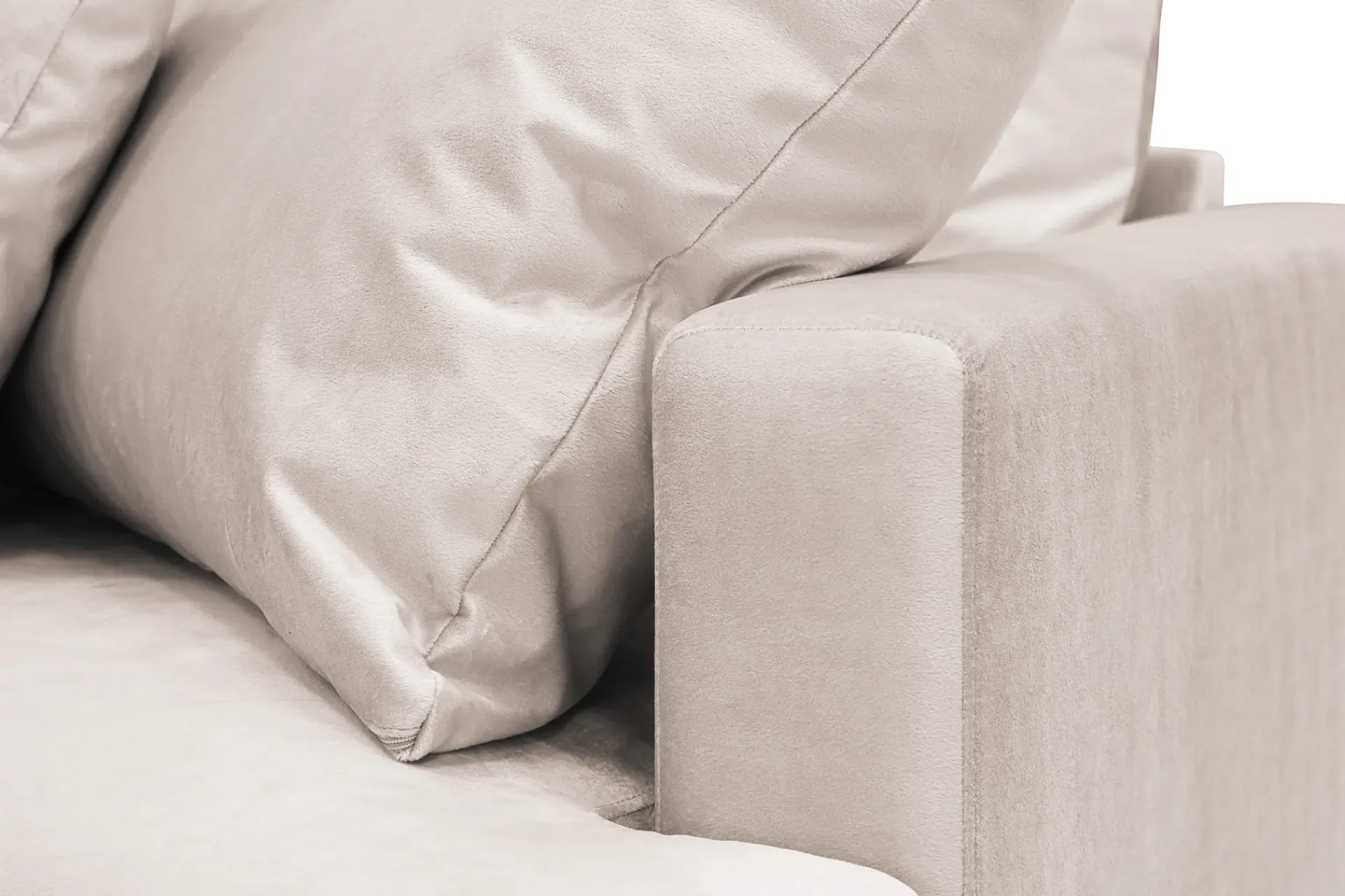 Scandi Days Velour Sofa & Fløyel Sofa-Menard 4-seters Venstrevendt Dyp L-formet Sjeselongsofa i Fløyel Beige