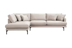 Scandi Days Velour Sofa & Fløyel Sofa-Menard 4-seters Venstrevendt Dyp L-formet Sjeselongsofa i Fløyel Beige