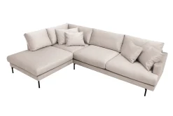 Scandi Days Velour Sofa & Fløyel Sofa-Menard 4-seters Venstrevendt Dyp L-formet Sjeselongsofa i Fløyel Beige