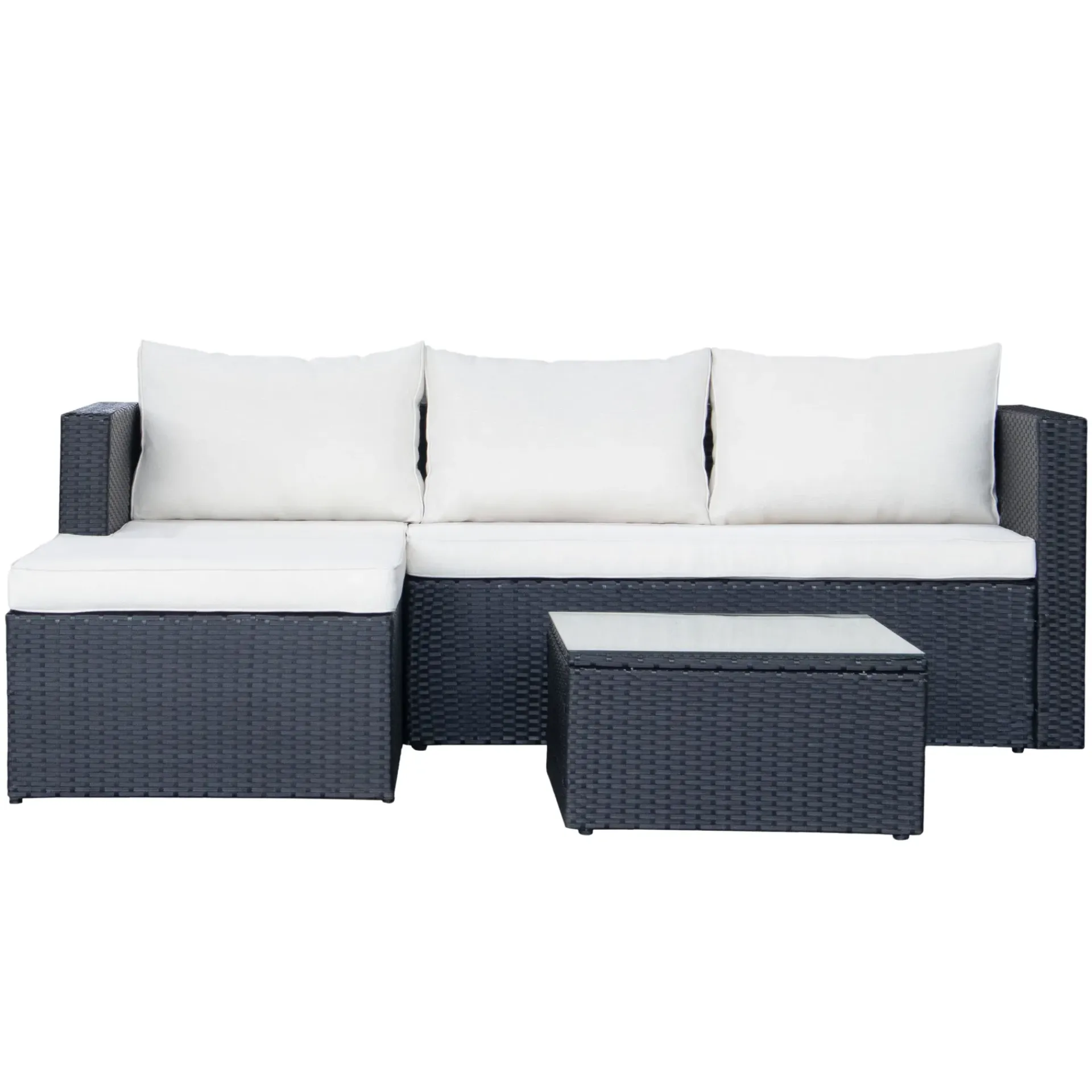 Comfort Garden Mendoza l-formet 4-seters sofagruppe i kunstrotting for altan og terrasse