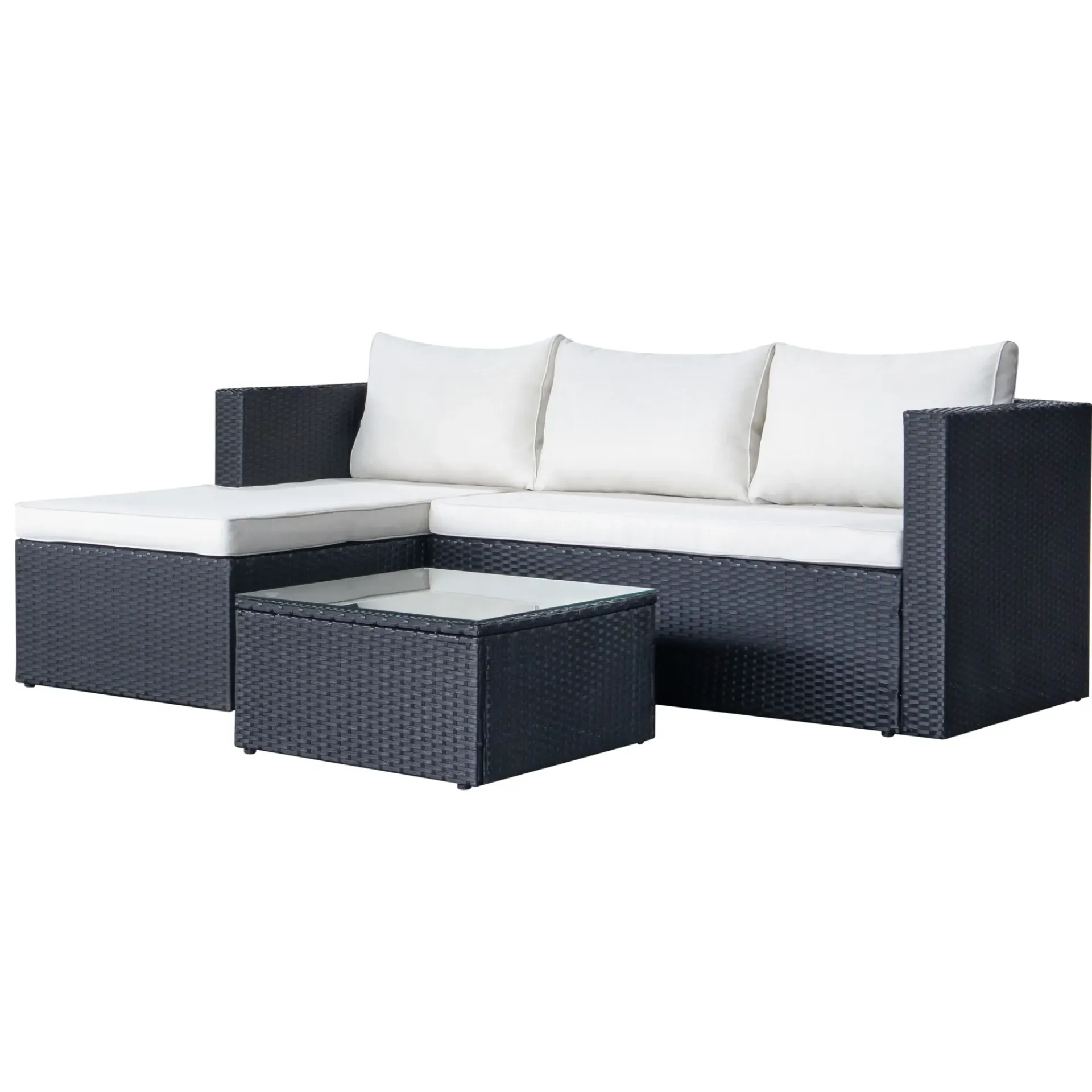 Comfort Garden Mendoza l-formet 4-seters sofagruppe i kunstrotting for altan og terrasse