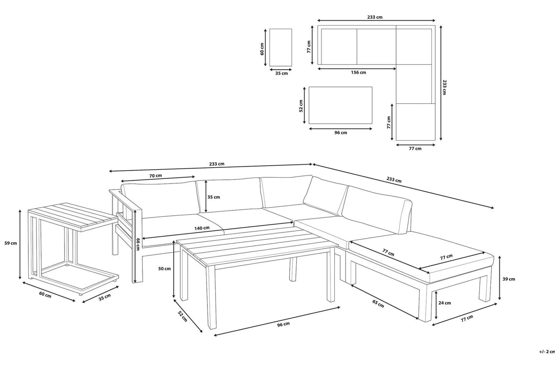 Messina Loungegruppe 147 cm