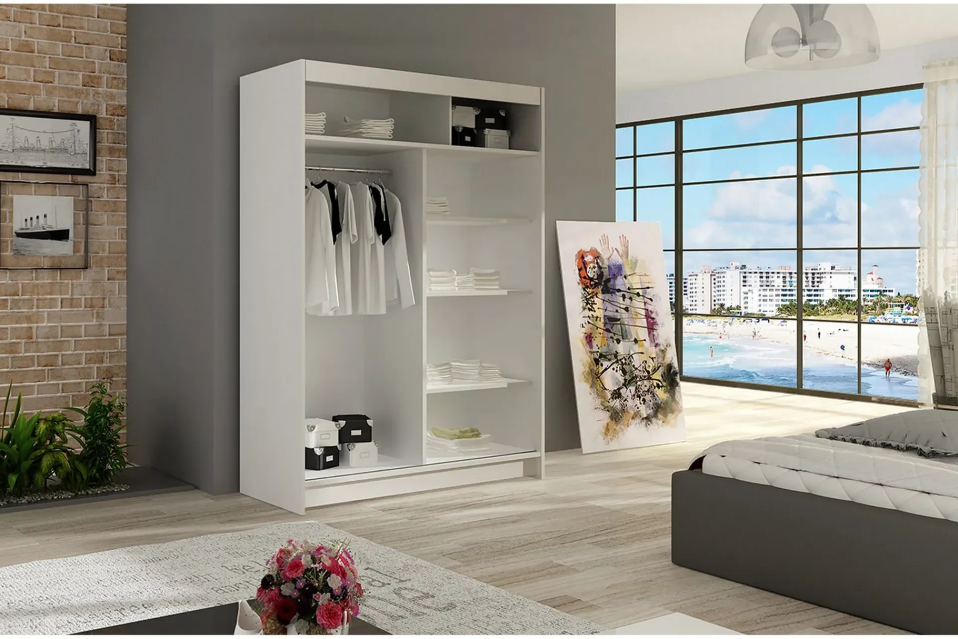 Garderober & Garderobesystem-Miami Garderobe 120x58x200 cm Hvit