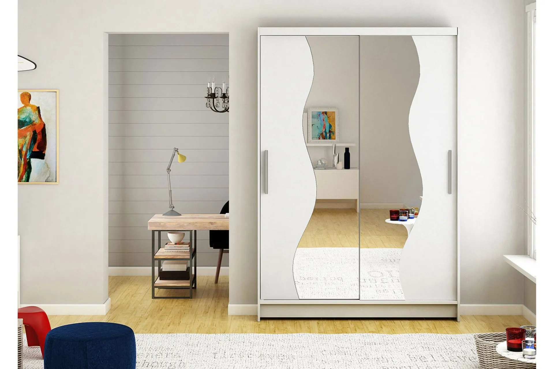 Garderober & Garderobesystem-Miami Garderobe 120x58x200 cm Hvit