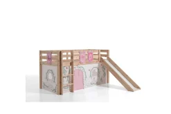 Barneseng & Juniorseng-Middelseng med gardin Pino Birdy lig, lig, Med sklie, Uten tunnel, 3 Natur