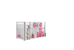 Barneseng & Juniorseng-Middelseng med gardin Pino Princess , , Uten sklie, Uten tunnel, 3 Hvit