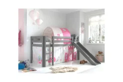 Middelseng med gardin Pino Princess Grå, Grå, Med sklie, Prinsesse, Ingen lommer