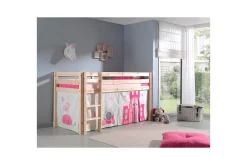 Barneseng & Juniorseng-Middelseng med gardin Pino Princess lig, lig, Uten sklie, Uten tunnel, Ingen lommer Natur