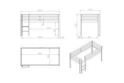 Middelseng med gardin Pino Spring Naturlig, Naturlig, Uten sklie, Uten tunnel, 3