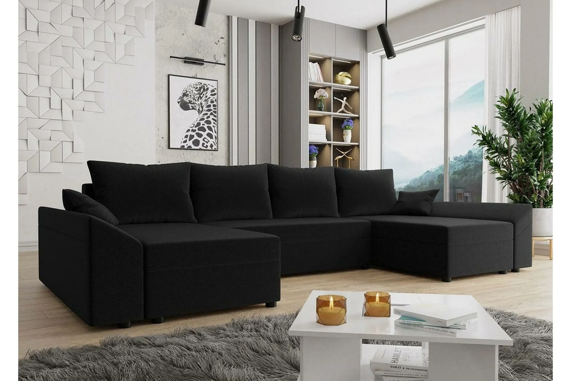 Midfeld 4-sits Hörnbäddsoffa Black