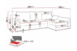Midfeld 3-sits Hörnbäddsoffa Black