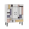 Oppbevaringsskap|Skap-Midia Highboard 95x111 cm Hvit/Brun/Lilla/Gul