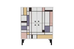 Oppbevaringsskap|Skap-Midia Highboard 95x111 cm Hvit/Brun/Lilla/Gul