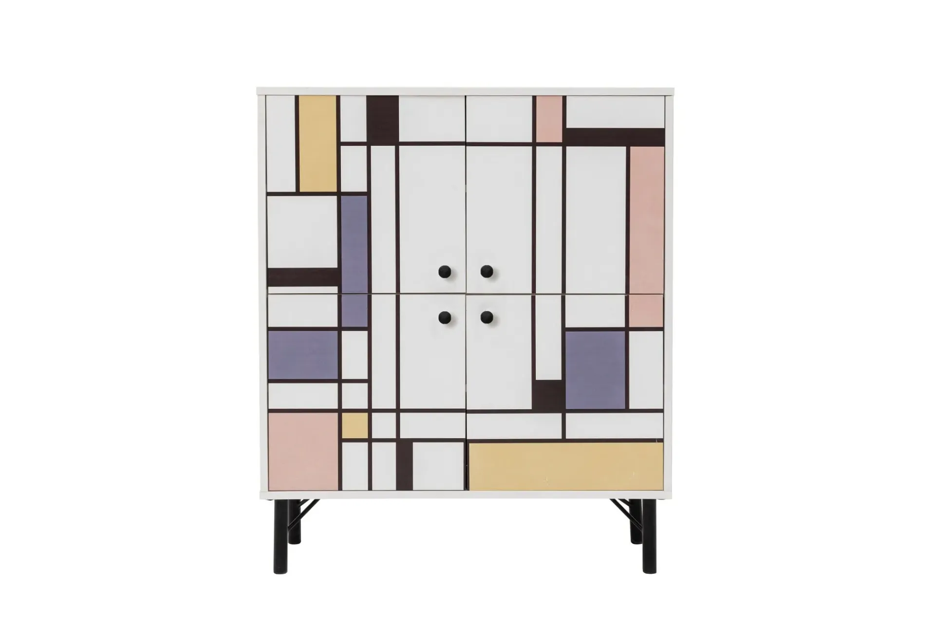 Oppbevaringsskap|Skap-Midia Highboard 95x111 cm Hvit/Brun/Lilla/Gul