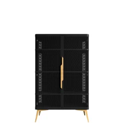 Vitrineskap|Skap-Mireva Vitrineskap 90x145 cm svart, gull