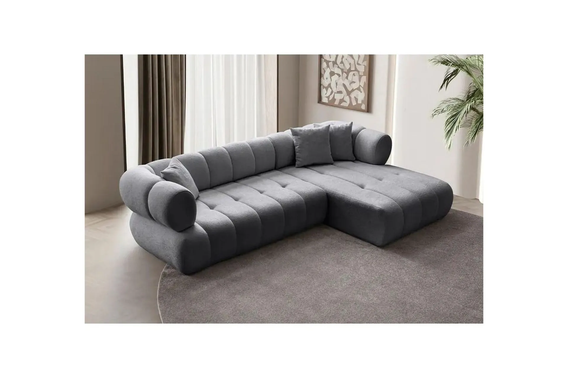 Sofa Med Sjeselong-Mississauga Sofa med divan 3-seter Mørkegrå