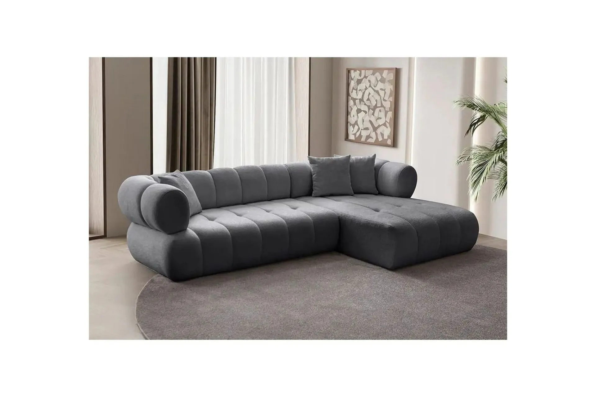 Sofa Med Sjeselong-Mississauga Sofa med divan 3-seter Mørkegrå