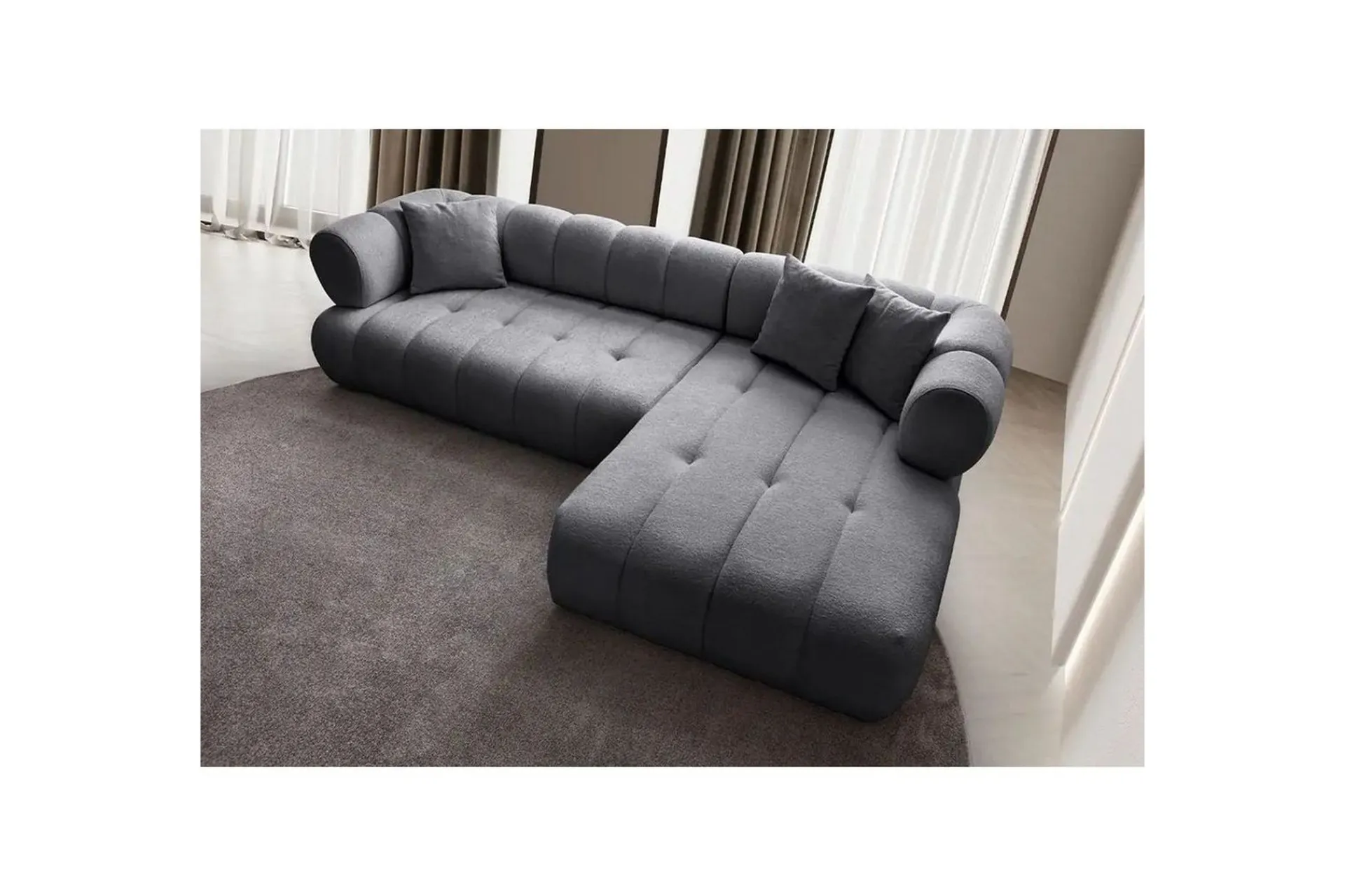 Sofa Med Sjeselong-Mississauga Sofa med divan 3-seter Mørkegrå