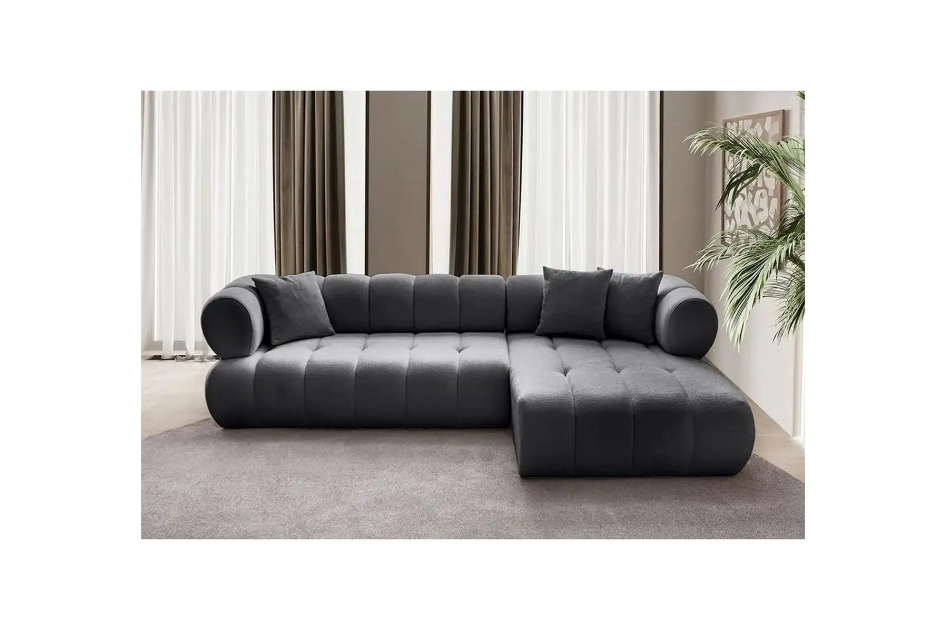 Sofa Med Sjeselong-Mississauga Sofa med divan 3-seter Mørkegrå