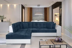 Velour Sofa & Fløyel Sofa-Moclino Hjørnesovesofa Blå,Hvit