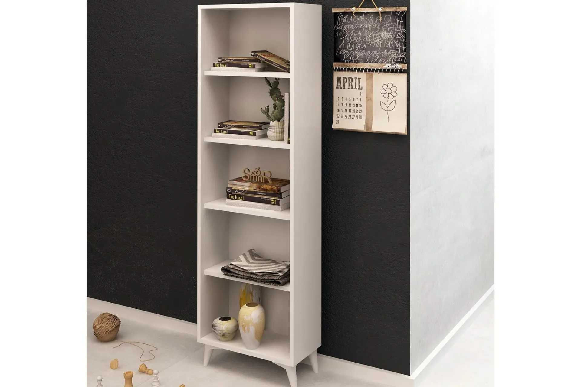 Bokhylle-Mod Design Bokhylle Smal Hvit