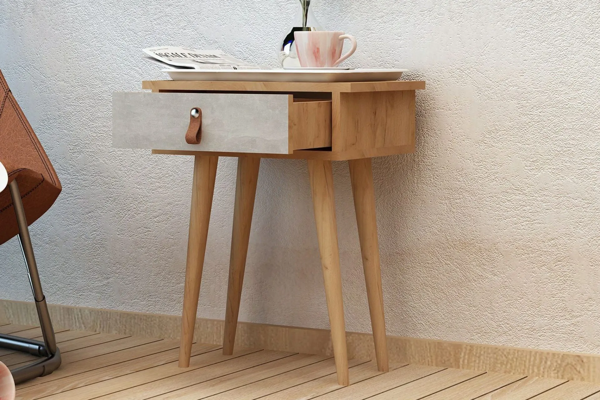 Avlastningsbord-Mod Design Sidebord Brun,Hvit