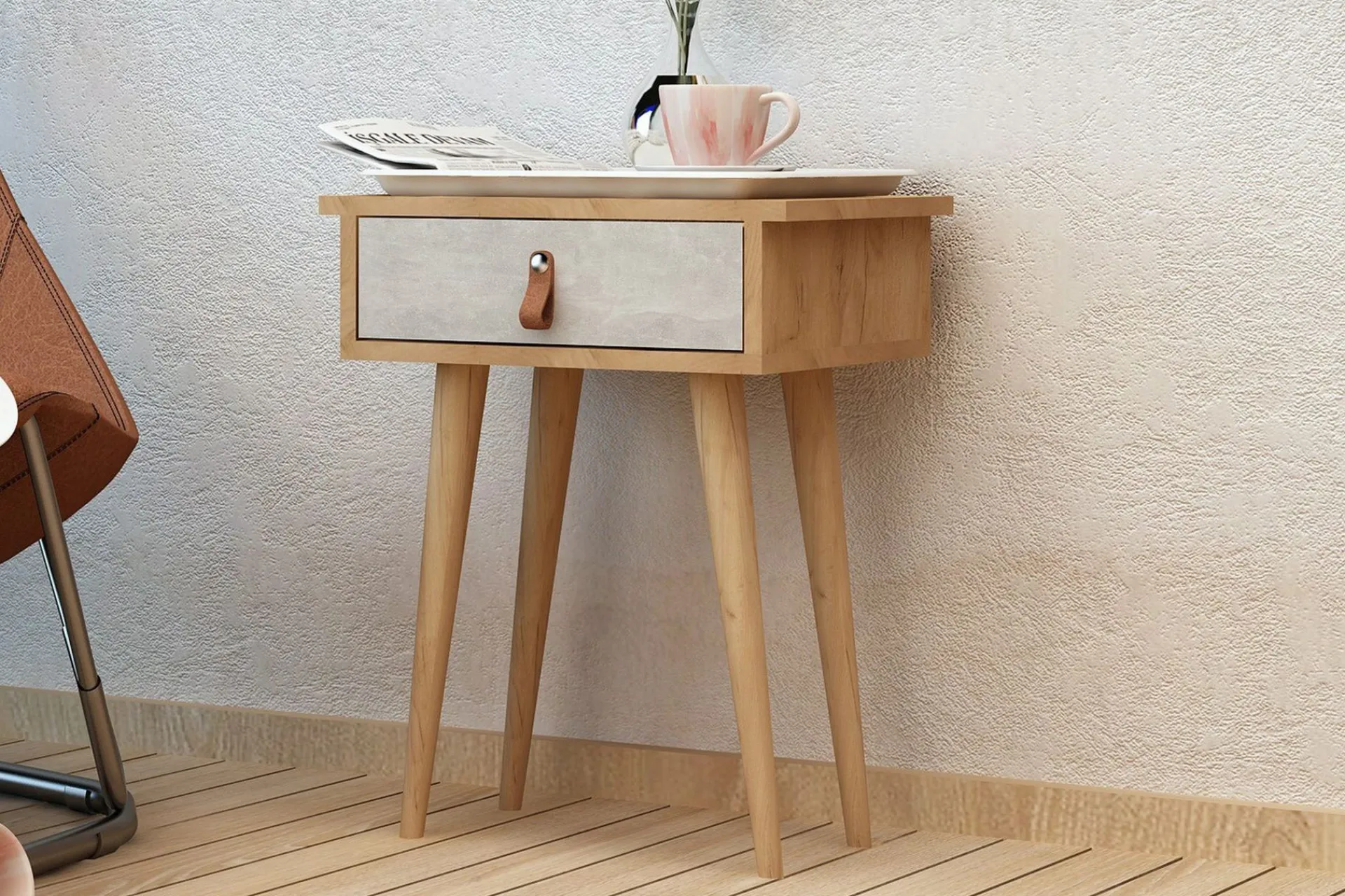 Avlastningsbord-Mod Design Sidebord Brun,Hvit