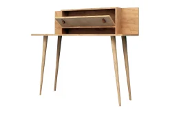 Kontorbord-Mod Design Skrivebord 120 cm med Oppbevaring Hylle+Luke Lærb Brun,Hvit
