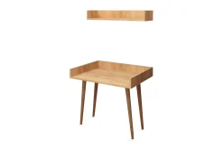 Kontorbord-Mod Design Skrivebord 90 cm med Oppbevaring Vegghylle Brun