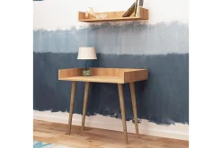Kontorbord-Mod Design Skrivebord 90 cm med Oppbevaring Vegghylle Brun