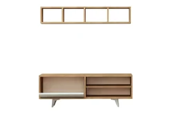 Tv-Møbelsett-Mod Design TV-benk med Vegghylle Brun,Hvit
