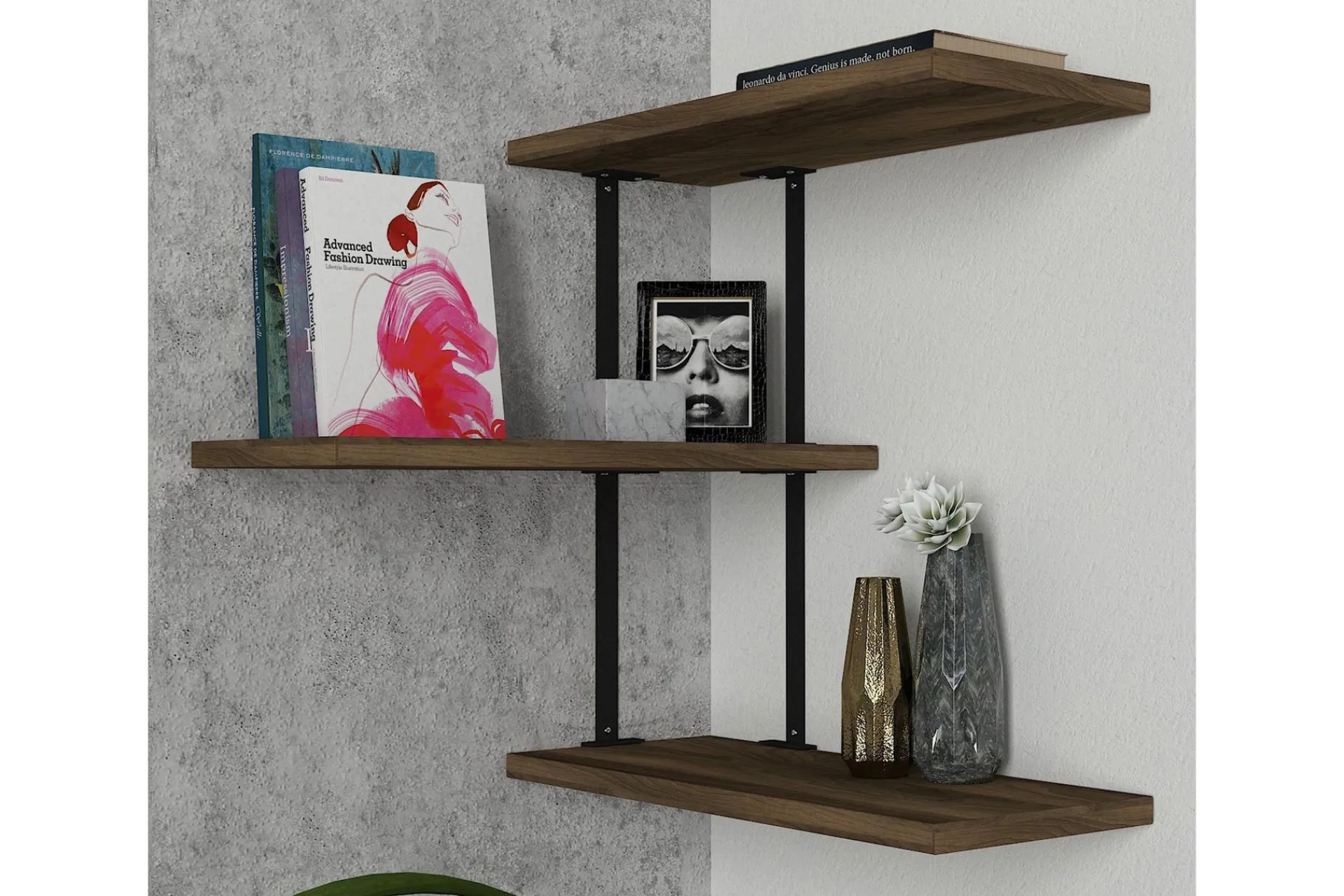 Vegghylle-Mohed Vegghylle 45 cm Brun,Svart