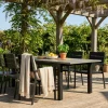 Comfort Garden Monaco utendørs spisegruppe uttrekkbar 150–250x90 med 6 Tunis stablebare stoler