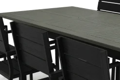 Comfort Garden Monaco utendørs spisegruppe uttrekkbar 150–250x90 med 6 Tunis stablebare stoler