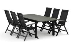 Comfort Garden Spisegrupper Hage|Cafesett-Monaco utendørs spisegruppe, uttrekkbar 150–250x90 med 6 Monaco Light regulerbare stoler