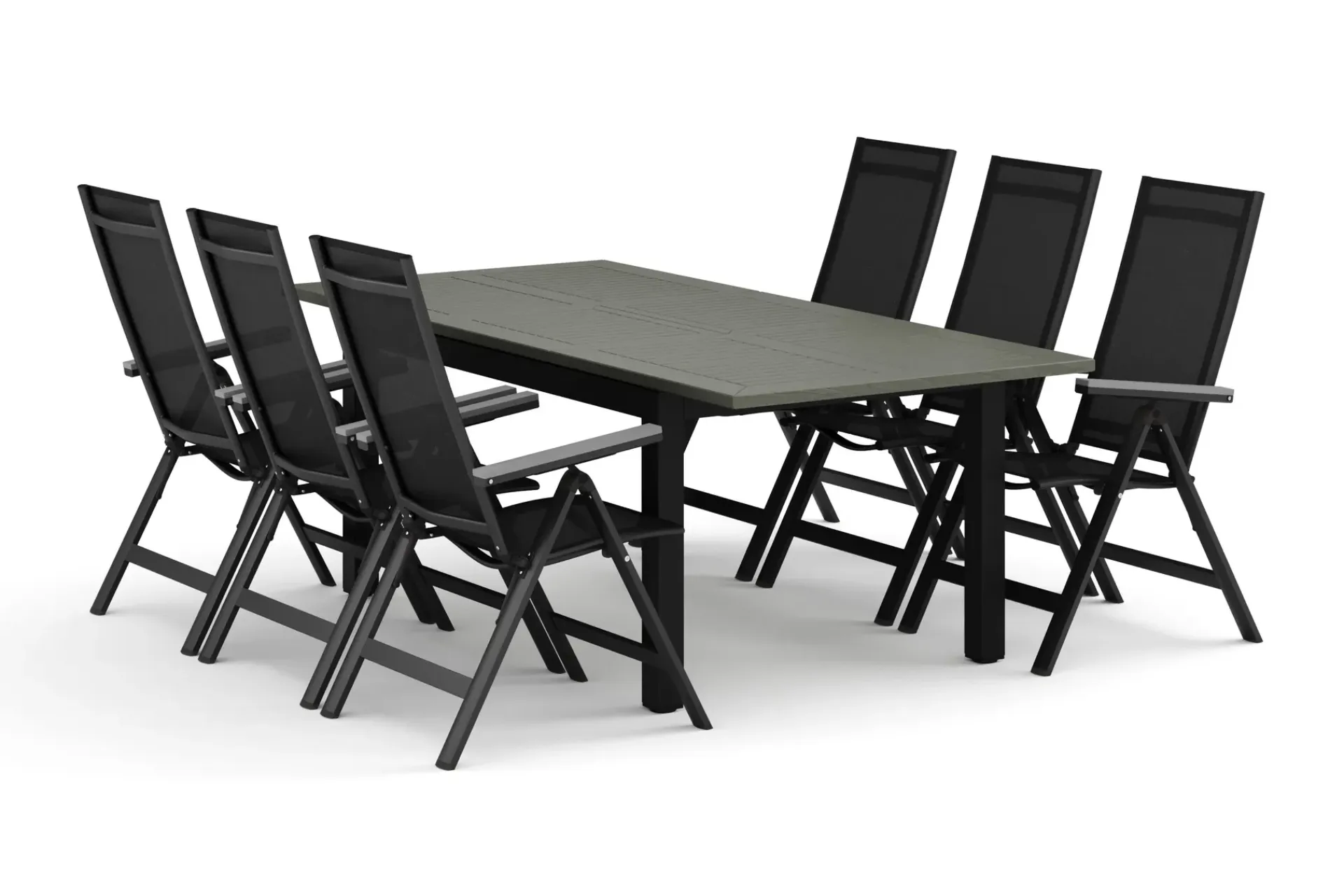 Comfort Garden Spisegrupper Hage|Cafesett-Monaco utendørs spisegruppe, uttrekkbar 150–250x90 med 6 Monaco Light regulerbare stoler