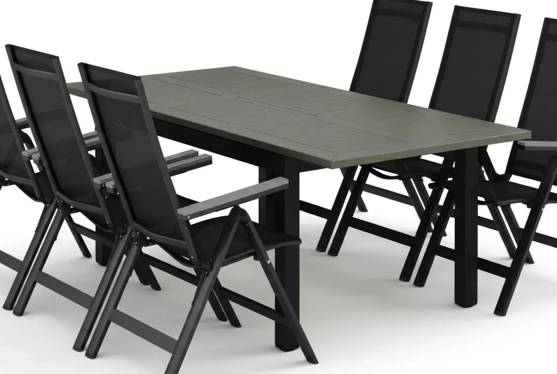 Comfort Garden Spisegrupper Hage|Cafesett-Monaco utendørs spisegruppe, uttrekkbar 150–250x90 med 6 Monaco Light regulerbare stoler