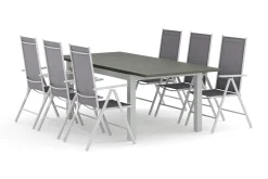 Comfort Garden Spisegrupper Hage-Monaco utendørs spisegruppe uttrekkbar 150–250x90 med 6 Maggie regulerbare stoler
