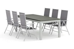 Comfort Garden Monaco utendørs spisegruppe, uttrekkbar 210/310x90 med 6 Maggie regulerbare stoler
