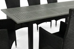 Comfort Garden Spisegrupper Hage-Monaco uttrekkbar utendørs spisegruppe inkl. ileggsplate 210–310 cm med 8 Jenny regulerbar spisestol Svart