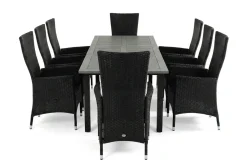 Comfort Garden Spisegrupper Hage-Monaco uttrekkbar utendørs spisegruppe inkl. ileggsplate 210–310 cm med 8 Jenny regulerbar spisestol Svart