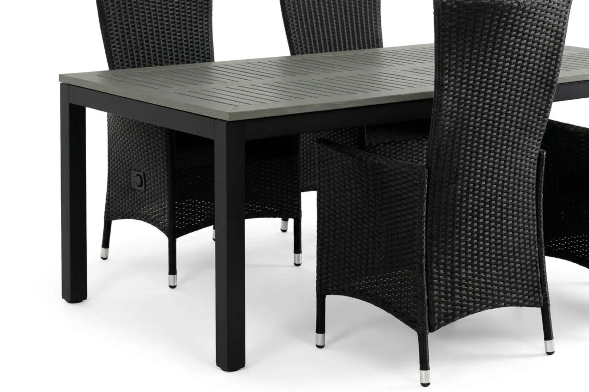 Comfort Garden Spisegrupper Hage-Monaco uttrekkbar utendørs spisegruppe inkl. ileggsplate 210–310 cm med 6 Jenny regulerbar spisestol Svart
