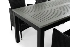 Comfort Garden Spisegrupper Hage-Monaco uttrekkbar utendørs spisegruppe inkl. ileggsplate 150–250 cm med 6 Jenny regulerbar spisestol Svart