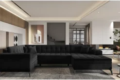 Velour Sofa & Fløyel Sofa-Montez hjørnesofa med Divan Right Antracit