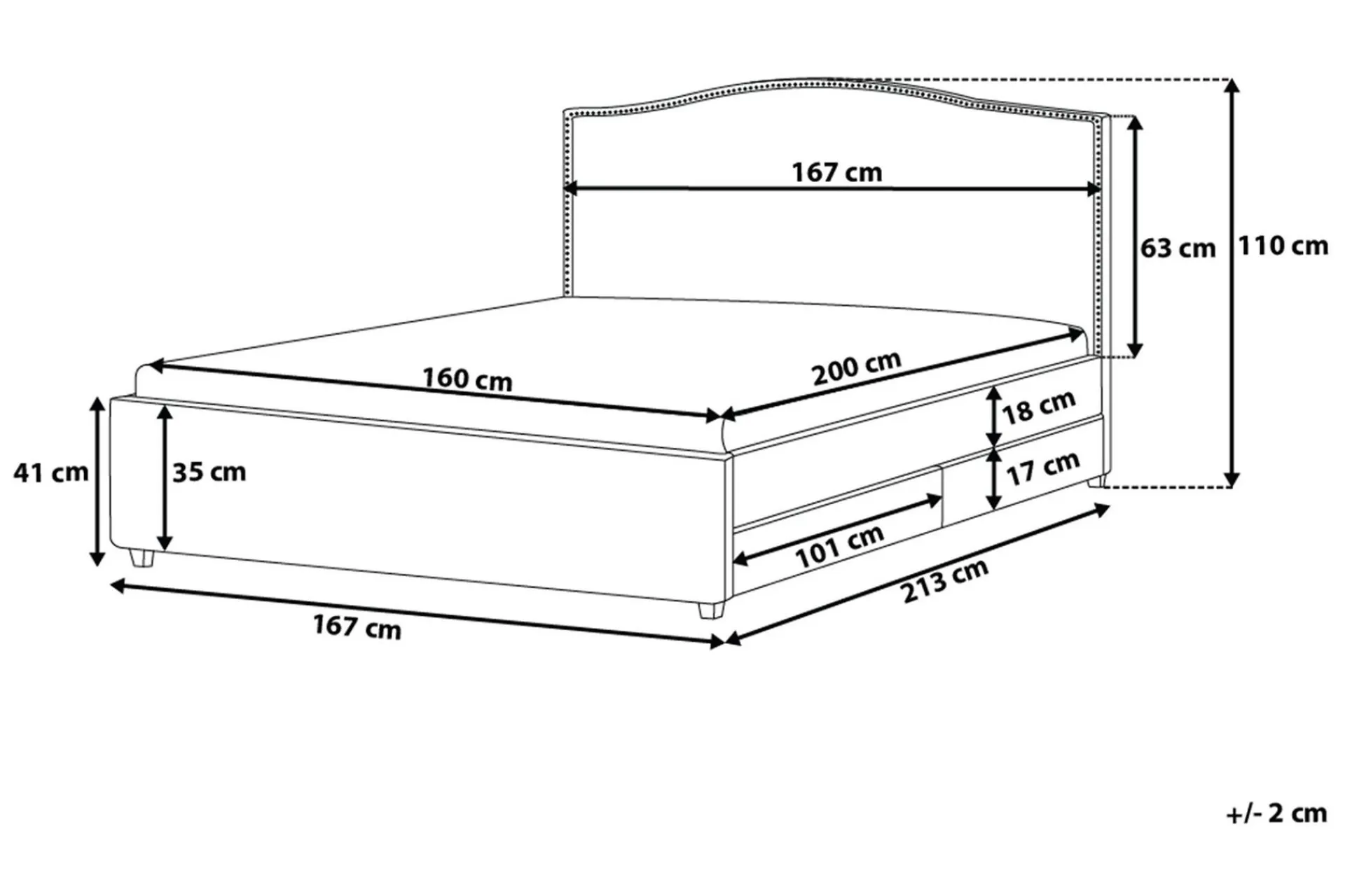 Bedly Montpellier Dobbeltseng 160 | 200 cm