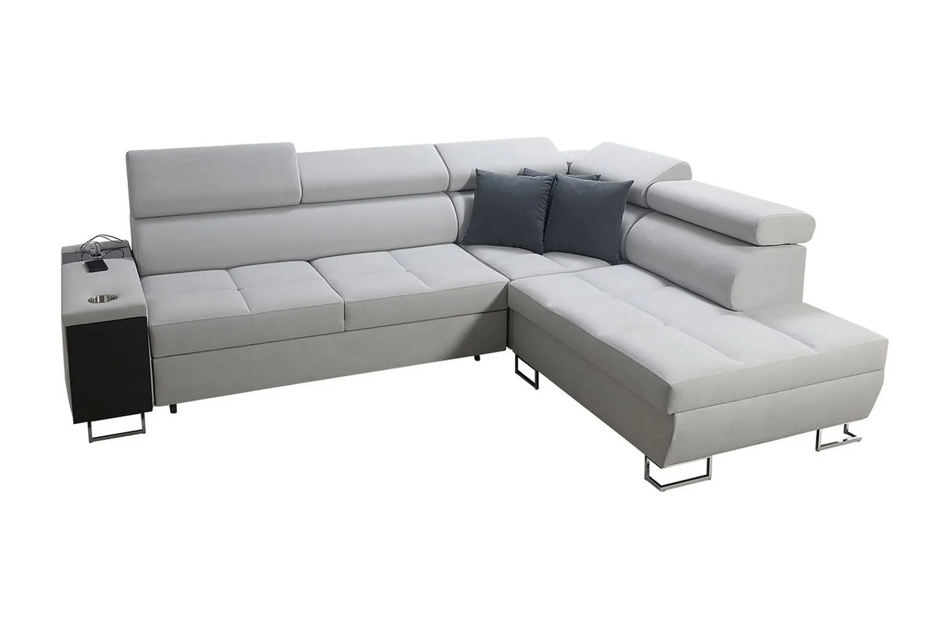 Velour Sofa & Fløyel Sofa-Morenia 3-seters Hjørnesovesofa Høyre Nour Sammet 15 + Nour Sammet 12