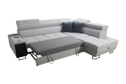 Velour Sofa & Fløyel Sofa-Morenia 3-seters Hjørnesovesofa Høyre Nour Sammet 15 + Nour Sammet 12