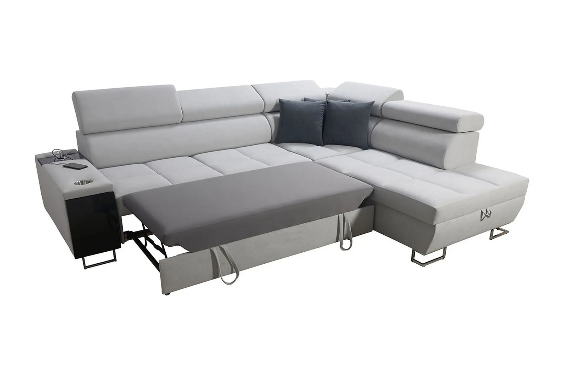 Velour Sofa & Fløyel Sofa-Morenia 3-seters Hjørnesovesofa Høyre Nour Sammet 15 + Nour Sammet 12