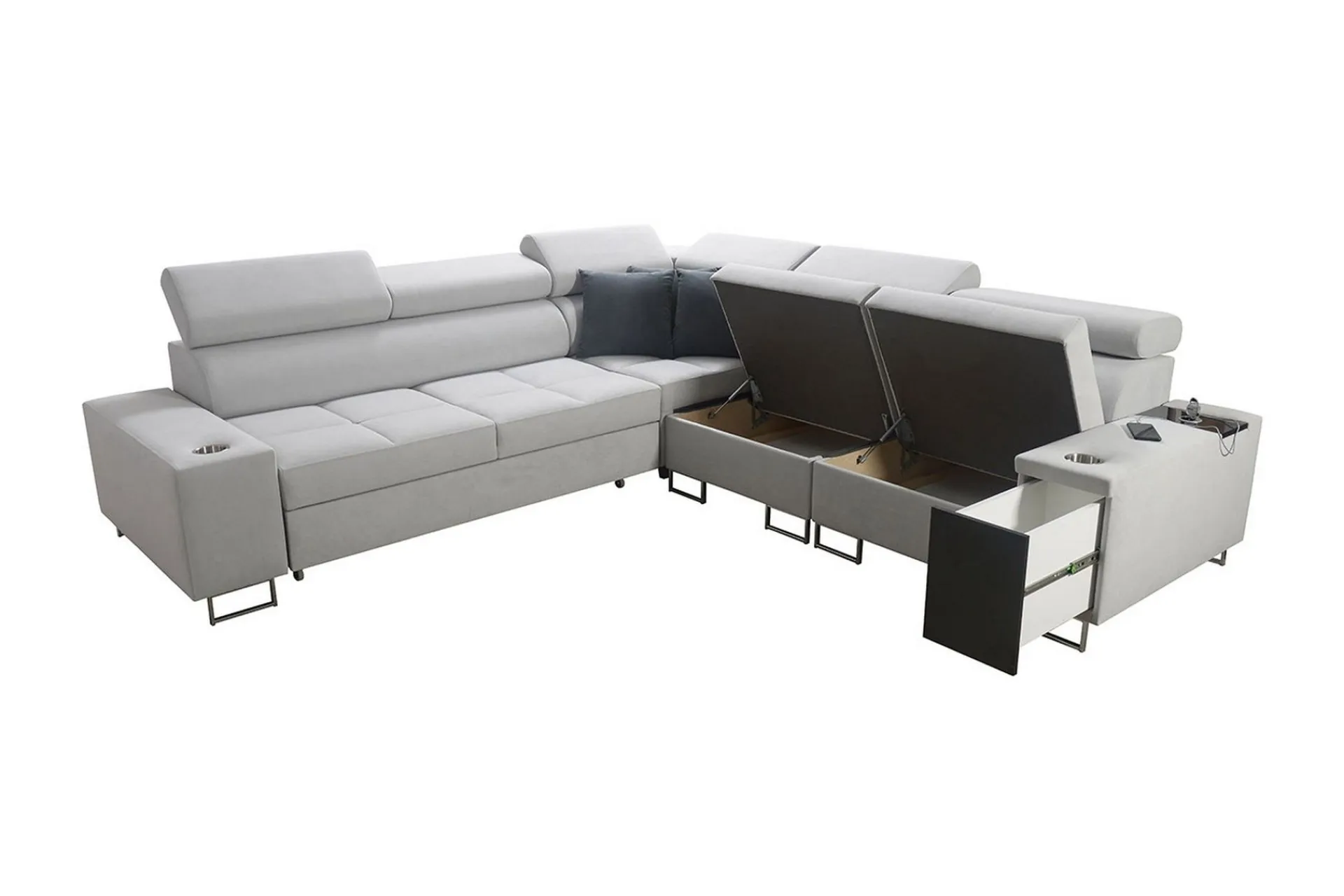 Velour Sofa & Fløyel Sofa-Morenia 4-seters Hjørnesovesofa Venstre Nour Sammet 15 + Nour Sammet 12