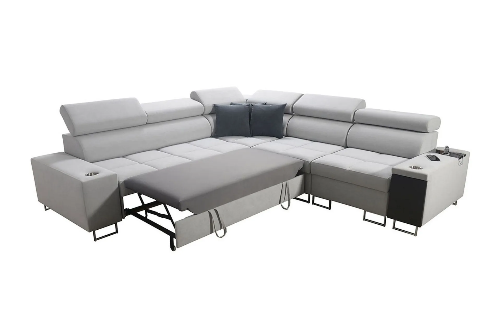 Velour Sofa & Fløyel Sofa-Morenia 4-seters Hjørnesovesofa Venstre Nour Sammet 15 + Nour Sammet 12